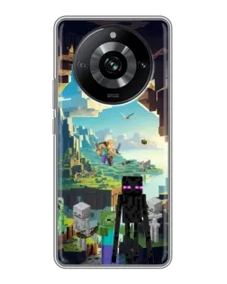 Чехол для Realme 11 с картинкой «Эндермен в лесу»