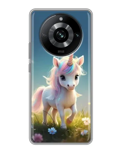 Чехол для Realme 11 с картинкой «Единорог на поляне»