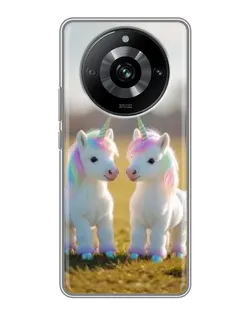 Чехол для Realme 11 с картинкой «Пара единорогов»
