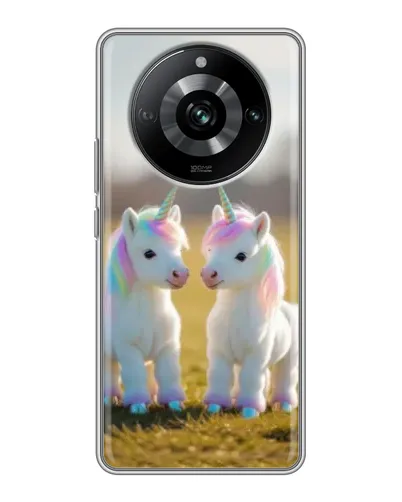 Чехол для Realme 11 с картинкой «Пара единорогов»