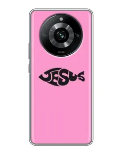 Чехол для Realme 11 с картинкой «Розовый символ  Jesus»