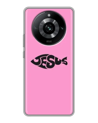 Чехол для Realme 11 с картинкой «Розовый символ  Jesus»