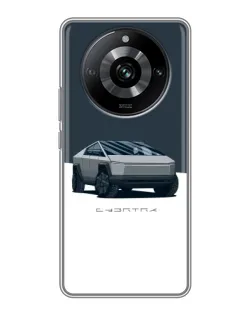 Чохол для Realme 11 з картинкою «Сріблястий Cybertruck Tesla»