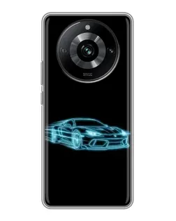 Чохол для Realme 11 з картинкою «Неоновий контур Lamborghini»