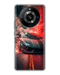 Чохол для Realme 11 з картинкою «Lamborghini червоний дим»