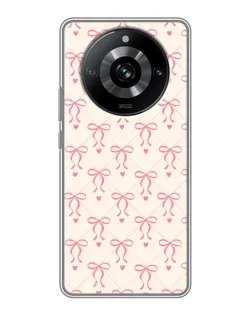 Чехол для Realme 11 с картинкой «Розовые бантики Coquette»