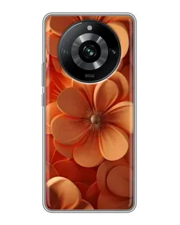 Чехол для Realme 11 с картинкой «Оранжевый макро цветок»