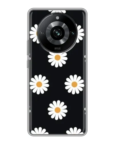 Чехол для Realme 11 с картинкой «Ромашки на черном»