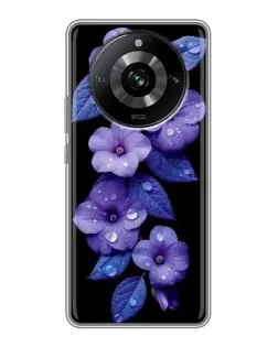 Чехол для Realme 11 с картинкой «Фиолетовые цветы с росою» Чехол для Realme 11 с картинкой «Фиолетовые цветы с росою»