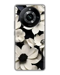 Чехол для Realme 11 с картинкой «Объемные белые цветы»