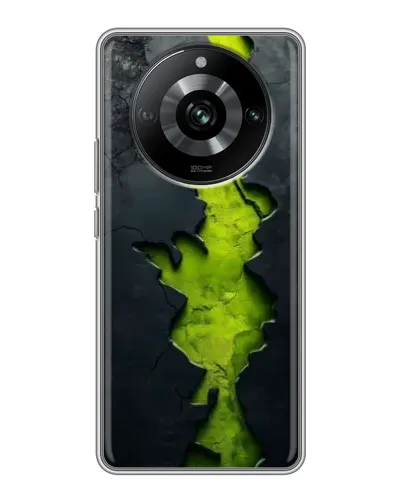 Чехол для Realme 11 с картинкой «Салатовый разлом скалы»