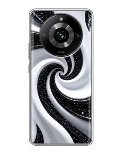 Чехол для Realme 11 с картинкой «Черно-белая спираль»