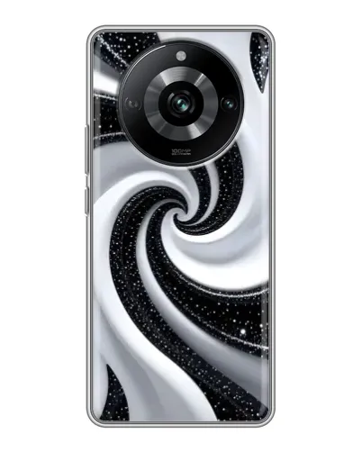 Чехол для Realme 11 с картинкой «Черно-белая спираль»