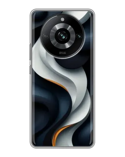 Чехол для Realme 11 с картинкой «Объемные черно-белые ленты»