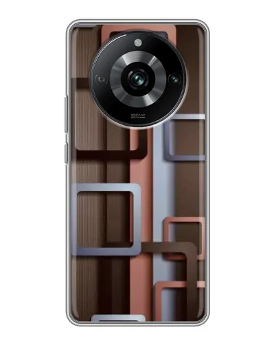 Чехол для Realme 11 с картинкой «Коричневые объемные квадраты»