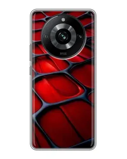 Чехол для Realme 11 с картинкой «Красная глянцевая сетка»