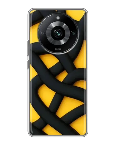 Чехол для Realme 11 с картинкой «Черное желтое переплетение»