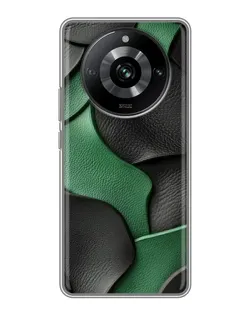 Чехол для Realme 11 с картинкой «Зеленые кожаные волны»