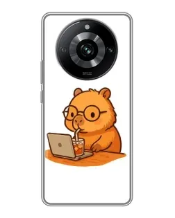 Чохол для Realme 11 з картинкою «Капібара з ноутбуком» Чохол для Realme 11 з картинкою «Капібара з ноутбуком»