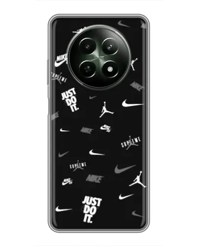 Чехол для Realme 12 5G с картинкой «Nike Black Pattern»