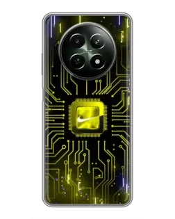 Чехол для Realme 12 5G с картинкой «Nike — золотая искра»