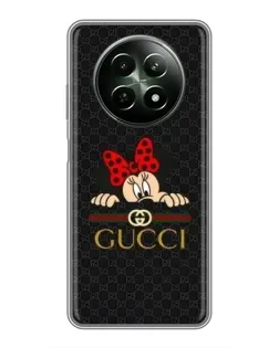 Чехол для Realme 12 5G с картинкой «Минни Маус Gucci — черный»