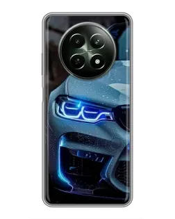 Чехол для Realme 12 5G с картинкой «Взгляд BMW с синими фарами»