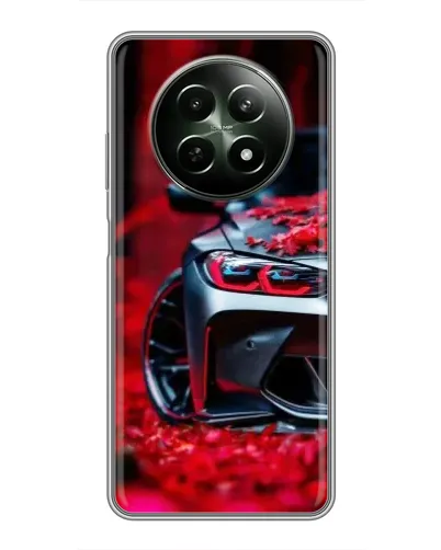 Чехол для Realme 12 5G с картинкой «Спортивная BMW и цветы»
