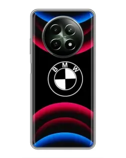 Чехол для Realme 12 5G с картинкой «Логотип BMW и неоновые дуги»