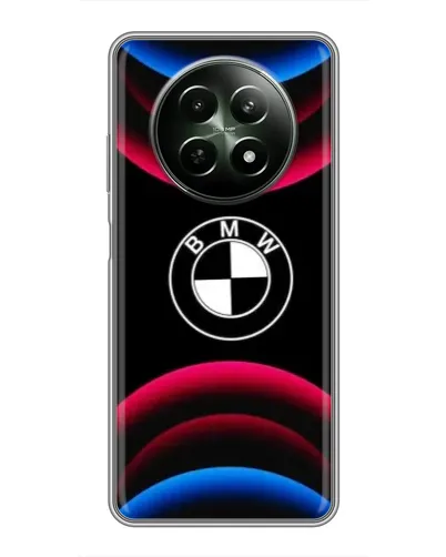 Чехол для Realme 12 5G с картинкой «Логотип BMW и неоновые дуги»