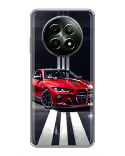 Чехол для Realme 12 5G с картинкой «Красная BMW на дороге»