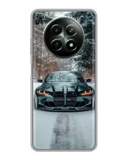 Чехол для Realme 12 5G с картинкой «BMW в зимнем лесу»