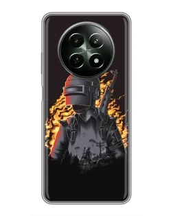 Чехол для Realme 12 5G с картинкой «PUBG — огненный силуэт»