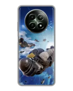 Чехол для Realme 12 5G с картинкой «Десант PUBG — прыжок»