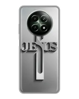 Чохол для Realme 12 5G з картинкою «Металевий хрест Jesus»