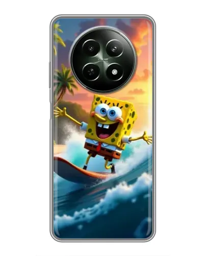 Чехол для Realme 12 5G с картинкой «Губка Боб серфингист»