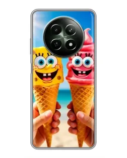 Чехол для Realme 12 5G с картинкой «Спанч Боб мороженое»