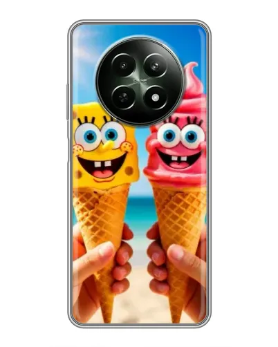 Чехол для Realme 12 5G с картинкой «Спанч Боб мороженое»
