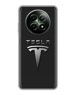 Чехол для Realme 12 5G с картинкой «Стальной логотип Tesla»