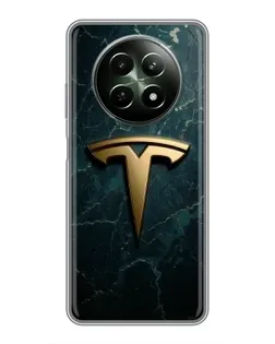 Чехол для Realme 12 5G с картинкой «Мраморная Tesla Gold»