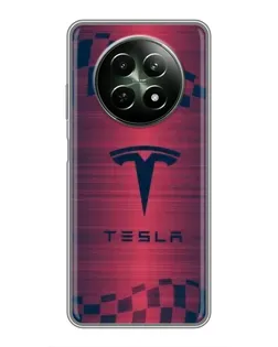 Чехол для Realme 12 5G с картинкой «Тесла красный карбон»