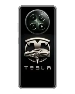 Чехол для Realme 12 5G с картинкой «Tesla — серебристое авто»