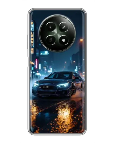 Чехол для Realme 12 5G с картинкой «Ночной город и Audi»