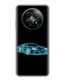 Чехол для Realme 12 5G с картинкой «Неоновый контур Lamborghini»
