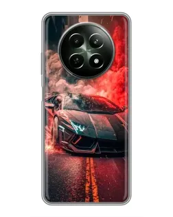 Чехол для Realme 12 5G с картинкой «Lamborghini красный дым»
