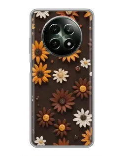 Чехол для Realme 12 5G с картинкой «Узор из маленьких подсолнухов»