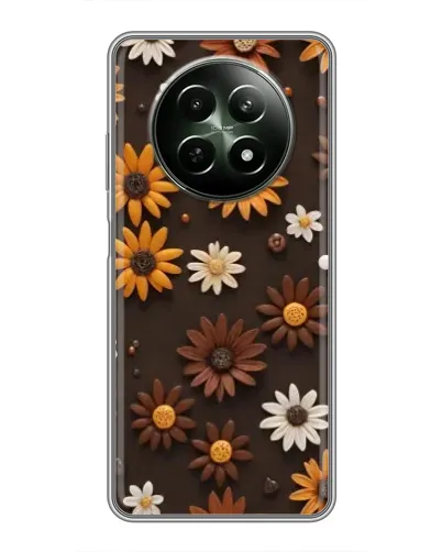 Чехол для Realme 12 5G с картинкой «Узор из маленьких подсолнухов»