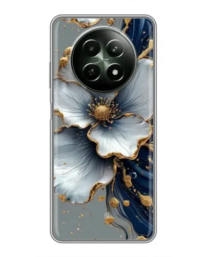 Чехол для Realme 12 5G с картинкой «Белый цветок и золотой флюид» Чехол для Realme 12 5G с картинкой «Белый цветок и золотой флюид»