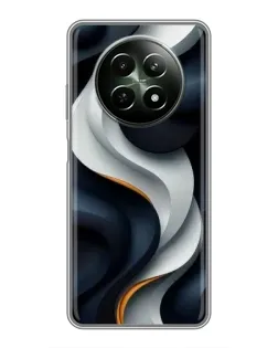 Чехол для Realme 12 5G с картинкой «Объемные черно-белые ленты»