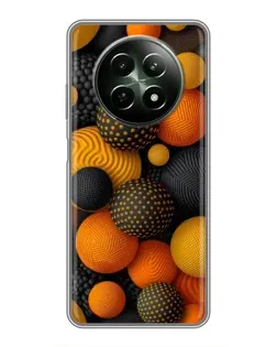 Чехол для Realme 12 5G с картинкой «Объемные оранжевые сферы»